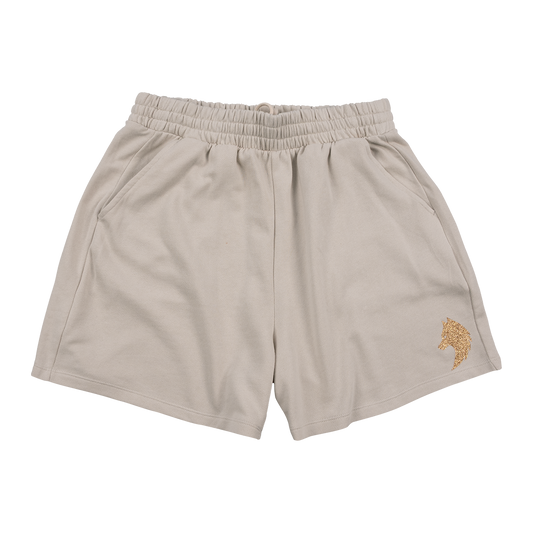 Bling Wolf Shorts - Beige and Gold