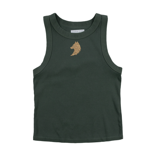 Bling Wolf Tank - Green and Gold